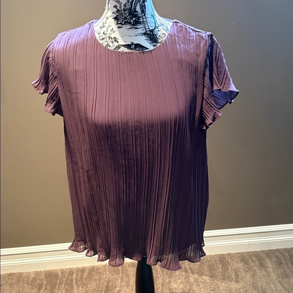 Ricki's Pleated Flutter Sleeve Blouse in Dusty Plum Lined